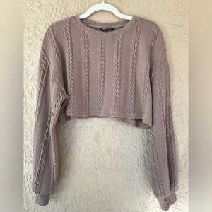 SHEIN Cropped Cable Knit Sweater XS EUC
